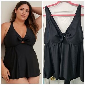 Torrid 3 Black Tie Front Tankini Swim Top